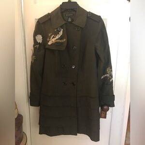 INC embroidered trench coat